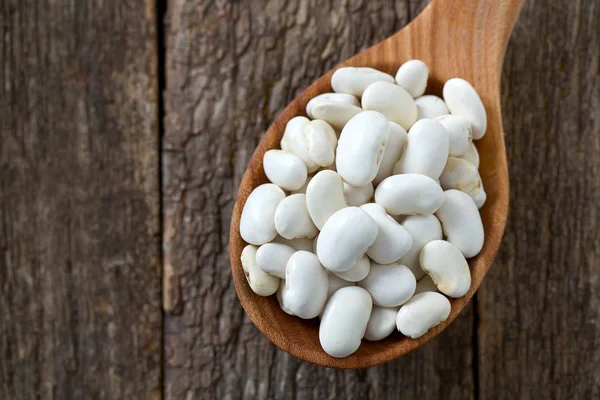 White Butter Beans Wooden Surface — Stock Photo, Image