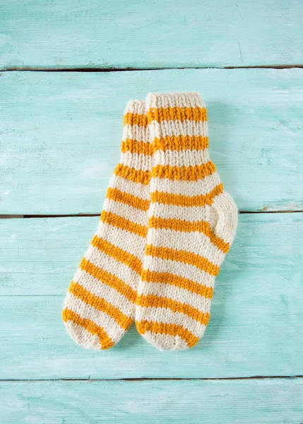 Hand Knitted Striped Socks — Stock Photo, Image