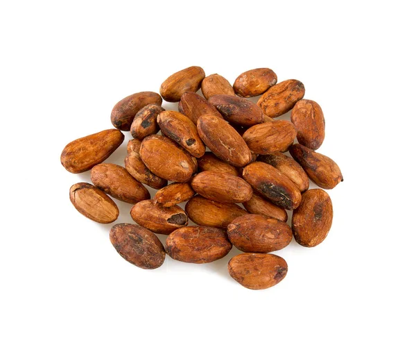 Fagioli Cacao Isolati Bianco — Foto Stock