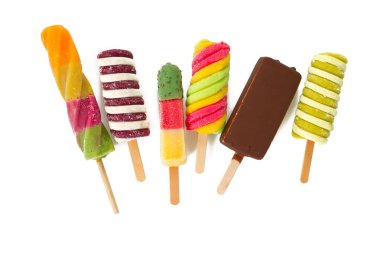 colorful popsicles isolated on white background clipart