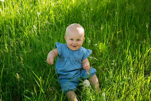 Cute Dziewczynka Polu Lato — Zdjęcie stockowe