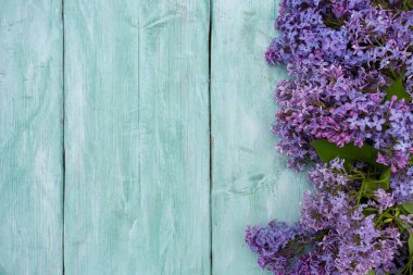 Liac turkuaz ahşap yüzey üzerinde