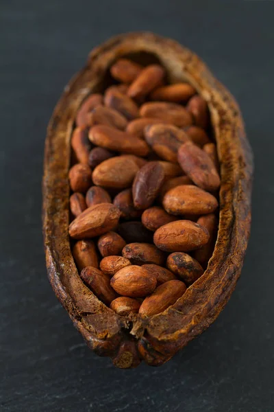 Cacaobonen Donkere Achtergrond — Stockfoto