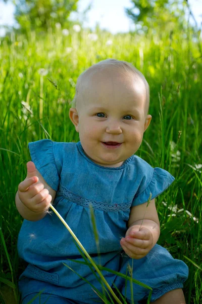 Menina Bonito Campo Verão — Fotografia de Stock