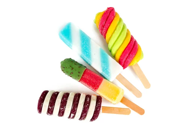 Popsicles Colorées Isolées Sur Fond Blanc — Photo