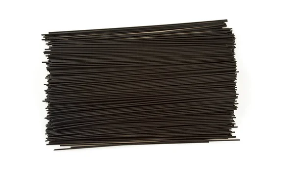 Černé Špagety Izolovaných Bílém — Stock fotografie