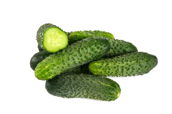 Verse Komkommers Geïsoleerd Witte Achtergrond — Stockfoto