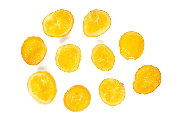 Dried Orange Slices Sugar Isolated White — Stock Photo, Image