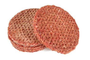 beyaz izole taze çiğ hamburger patty