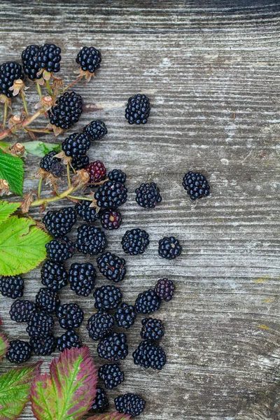 Färska Björnbär Rustik Yta Trä — Stockfoto