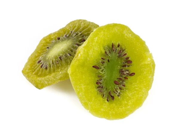 Tranches Kiwi Séchées Isolées Sur Fond Blanc — Photo