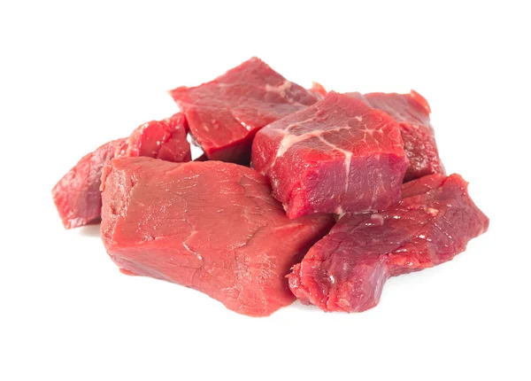 Gesneden Rauw Rundvlees Geïsoleerd Witte Achtergrond — Stockfoto
