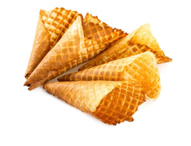waffle konileri üzerinde beyaz izole