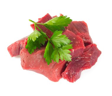 taze kesilmiş ham sığır beyaz izole yakından görmek