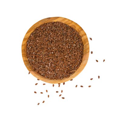 yığın üzerinde beyaz izole kase kuru keten tohumu