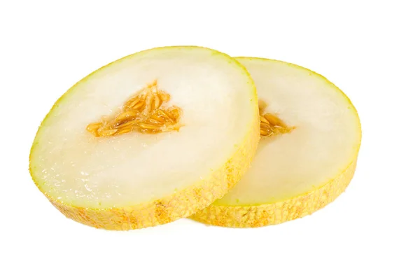 Irisan Melon Manis Diisolasi Pada Putih — Stok Foto