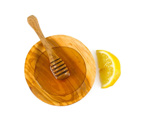 Färsk Honung Och Citronskiva — Stockfoto