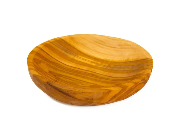 Wooden Bowl Made Olive Wood Isolated White — Stock Photo, Image
