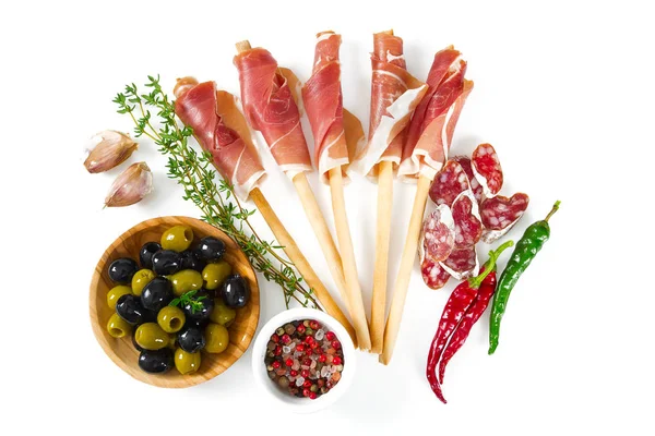 Antipasti Isolated White Background — Stock Photo, Image