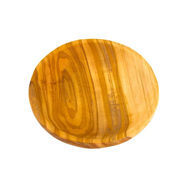 Wooden Bowl Made Olive Wood Isolated White — Stock Photo, Image