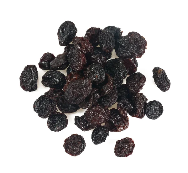 Raisins Secs Noirs Isolés Sur Blanc — Photo