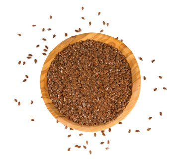 yığın üzerinde beyaz izole kase kuru keten tohumu