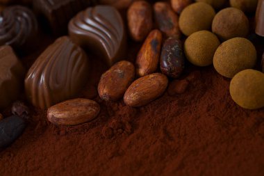 Kakao ve çikolata şekerleme, yakın çekim