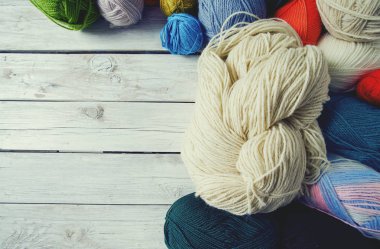 iplik örme beyaz tahta yüzeyi için