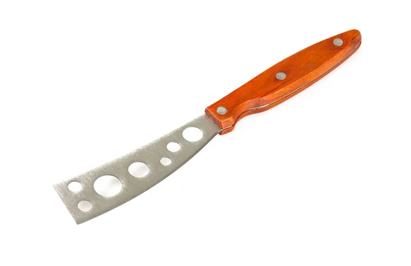 Сырный Нож Деревянной Ручкой Поверх Белого — стоковое фото