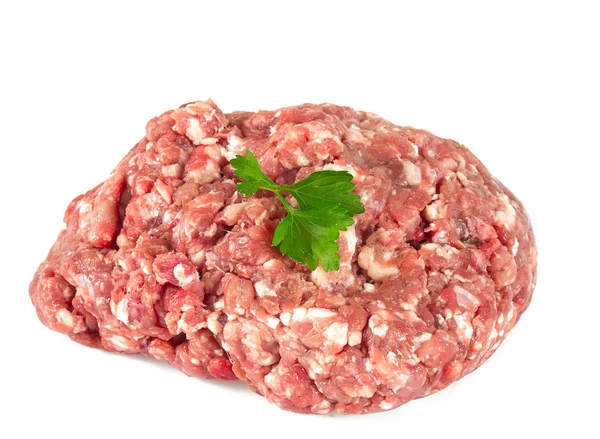 Close View Fresh Raw Minced Meat Isolated White Background — Stock Photo, Image