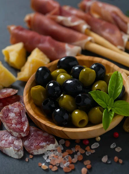 Geserveerd Antipasti Olijf Achtergrond — Stockfoto