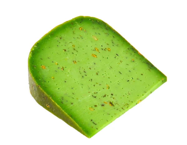 Zeleným Pestem Sýr Izolované Bílém — Stock fotografie
