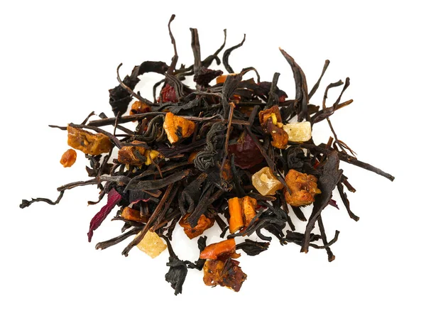 Αρωματικό Μαύρο Ξηρό Τσάι Φρούτα Και Πέταλα — Φωτογραφία Αρχείου