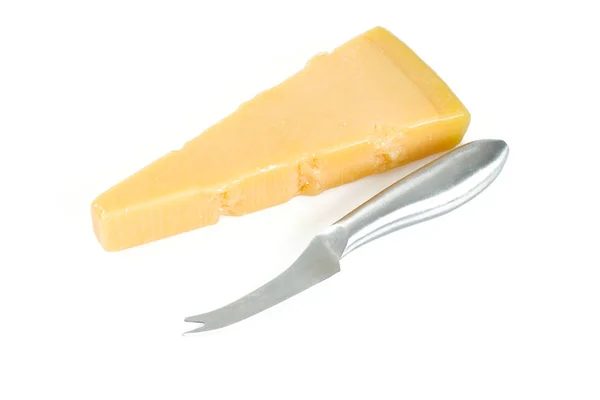 Cuchillo Queso Con Mango Madera Sobre Blanco —  Fotos de Stock