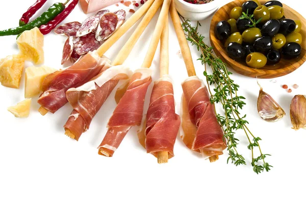 Antipasti Isolado Fundo Branco — Fotografia de Stock