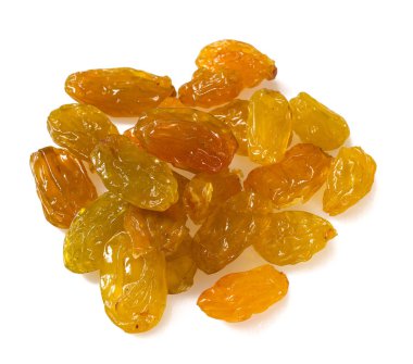 yellow raisins isolated on whtie clipart