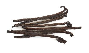 Vanilya beyaz arka plan üzerinde izole fasulye yakından görmek