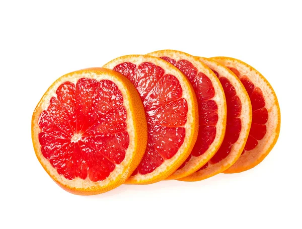 Close Zicht Verse Rijpe Gesneden Grapefruit Geïsoleerd Witte Achtergrond — Stockfoto