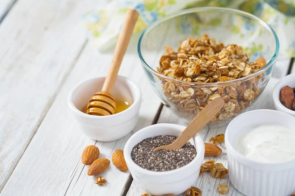Healthy Breakfast Granola Wooden Surface — Stock Photo, Image