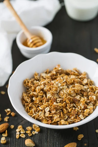 Granola Sain Fait Maison Sur Surface Bois — Photo