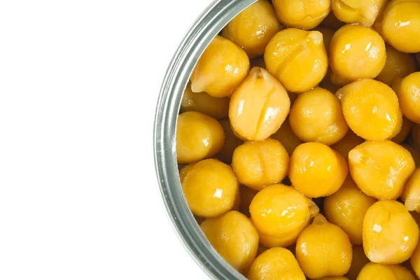 Preserved Chickpeas Isolated White — Stock Photo, Image