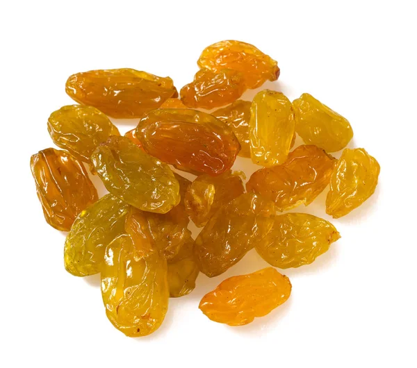 Yellow Raisins Isolated Whtie — Stock Photo, Image