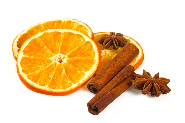 Naranjas Especias Secas Aisladas Sobre Blanco —  Fotos de Stock