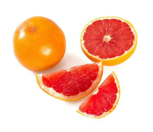 Close View Fresh Ripe Sliced Grapefruit Isolated White Background — Stock Photo, Image