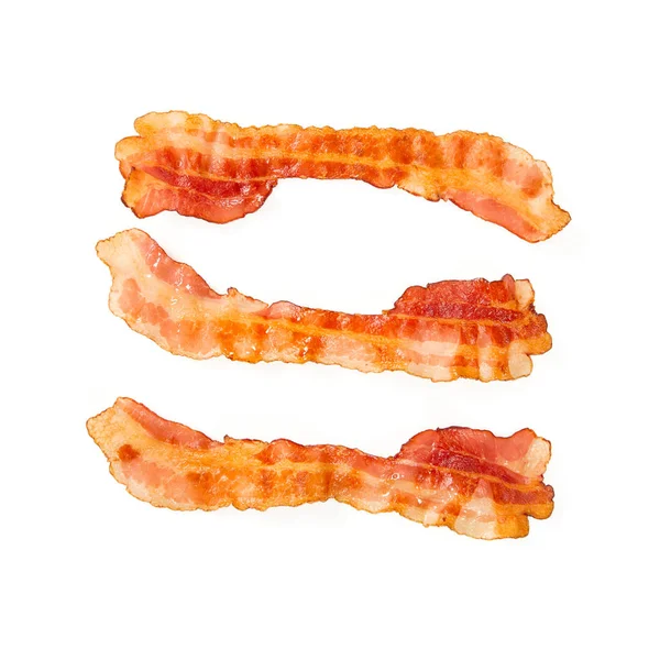 Fatias Bacon Isoladas Branco — Fotografia de Stock