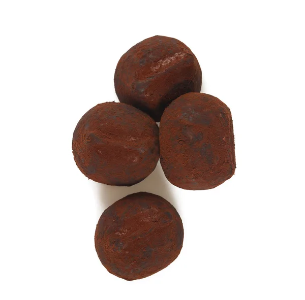 Bonbons Truffe Chocolat Isolés Sur Fond Blanc — Photo