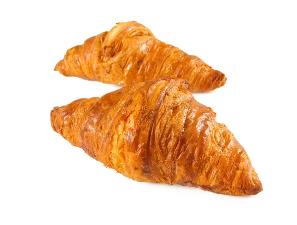 Čerstvé Chutné Croissanty Izolované Bílém Pozadí — Stock fotografie