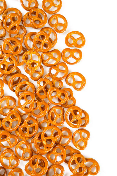 tasty crunchy pretzels isolated on white background