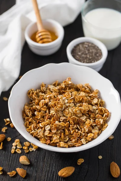 Granola Sana Casera Superficie Madera — Foto de Stock