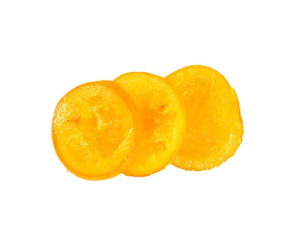 Dried Orange Slices Sugar Isolated White — Stock Photo, Image